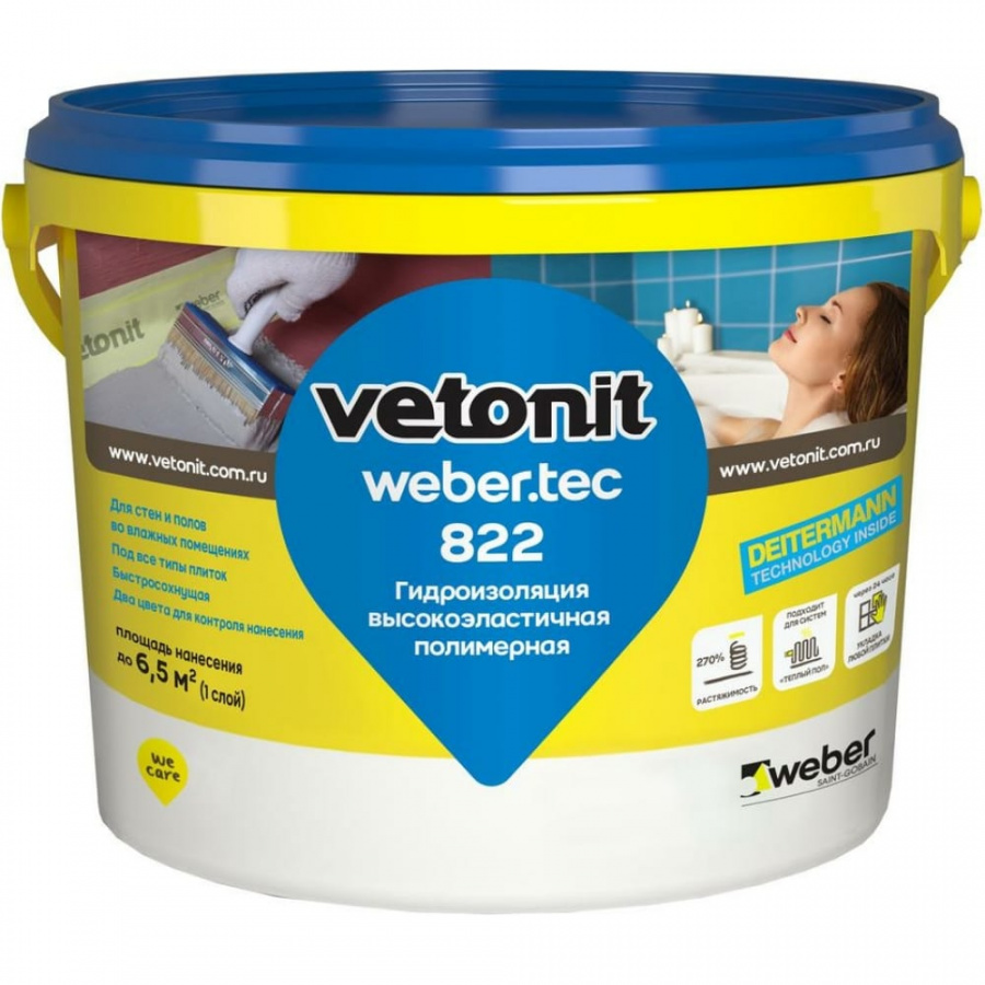 Готовая гидроизоляционная мастика Vetonit weber.tec 822