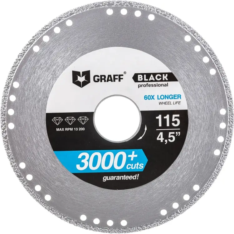 Отрезной диск алмазный по металлу для УШМ GRAFF black115