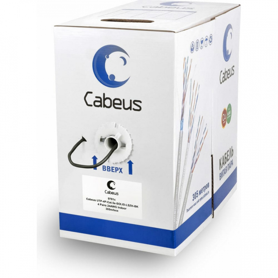 Кабель Cabeus UTP-4P-Cat.5e-SOLID-LSZH-BK