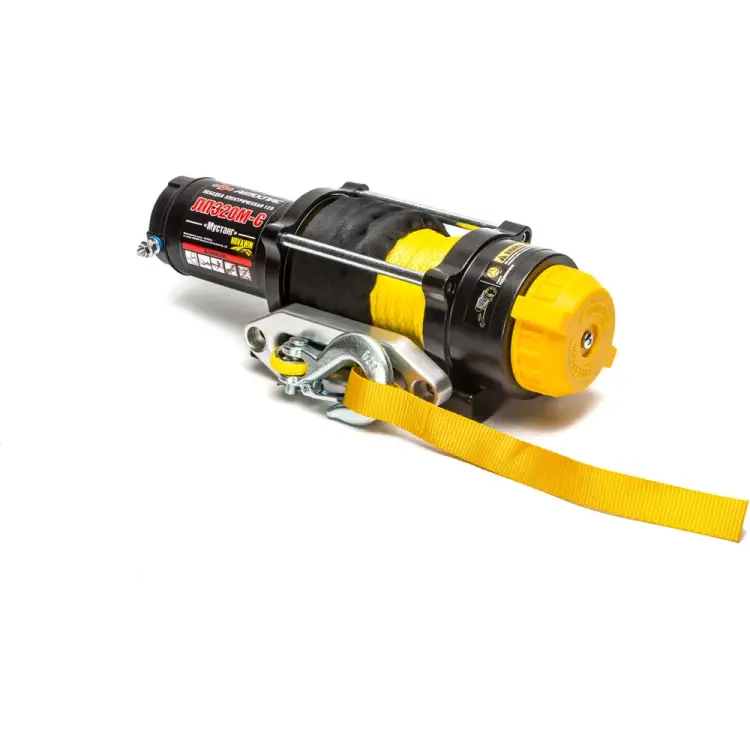 Лебедка для квадроцикла ЛПЭ20М Мустанг Автоспас 12В с синтетическим тросом W1403