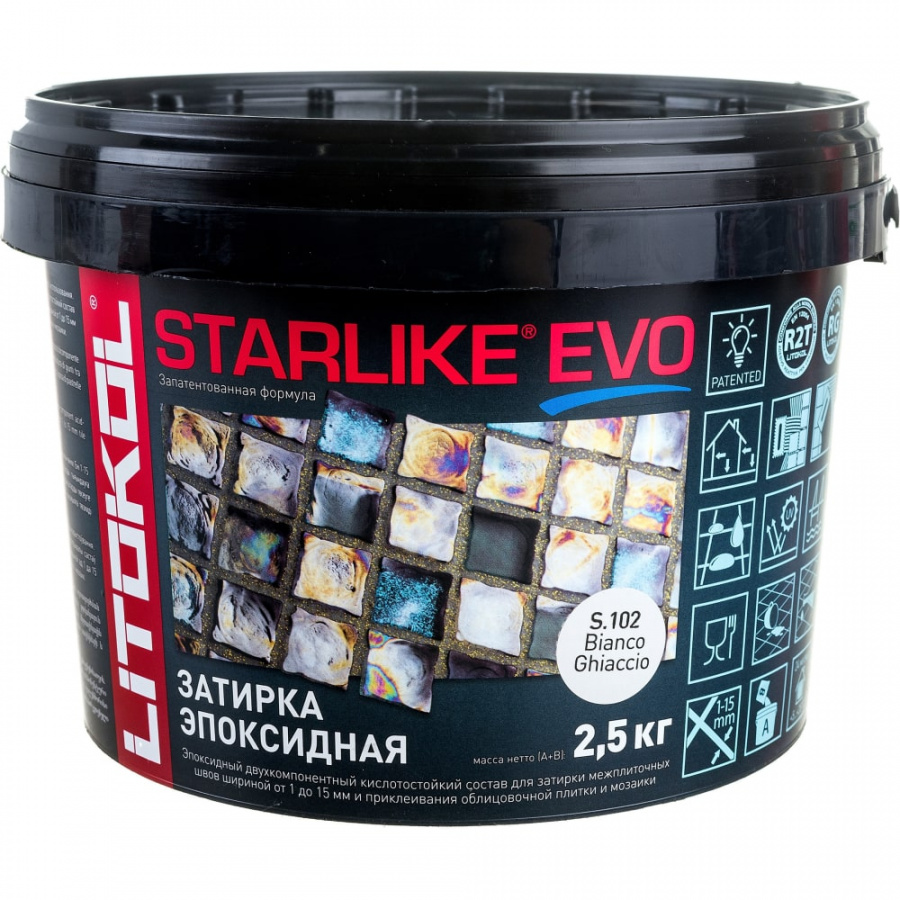 Эпоксидный состав для укладки и затирки мозаики LITOKOL STARLIKE EVO S.102 BIANCO GHIACCIO