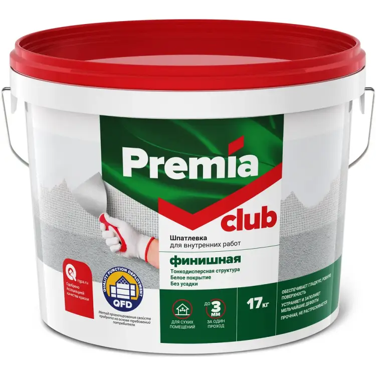 Финишная шпатлевка для внутренних работ Premia Club CLUB О03950 Финишная шпатлевка для внутренних работ Premia Club CLUB О03950