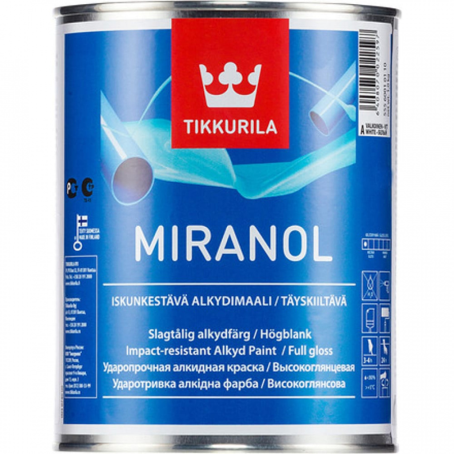 Алкидная универсальная ударопрочная эмаль Tikkurila MIRANOL