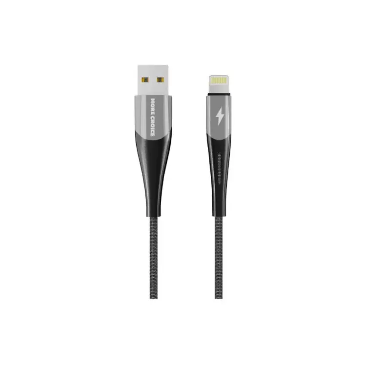 Дата кабель для Lightning 8-pin More Choice K41Si Silver Black Дата кабель для Lightning 8-pin More Choice K41Si Silver Black