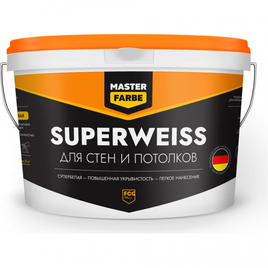 Интерьерная водно-дисперсионная краска MASTER FARBE Superweiss