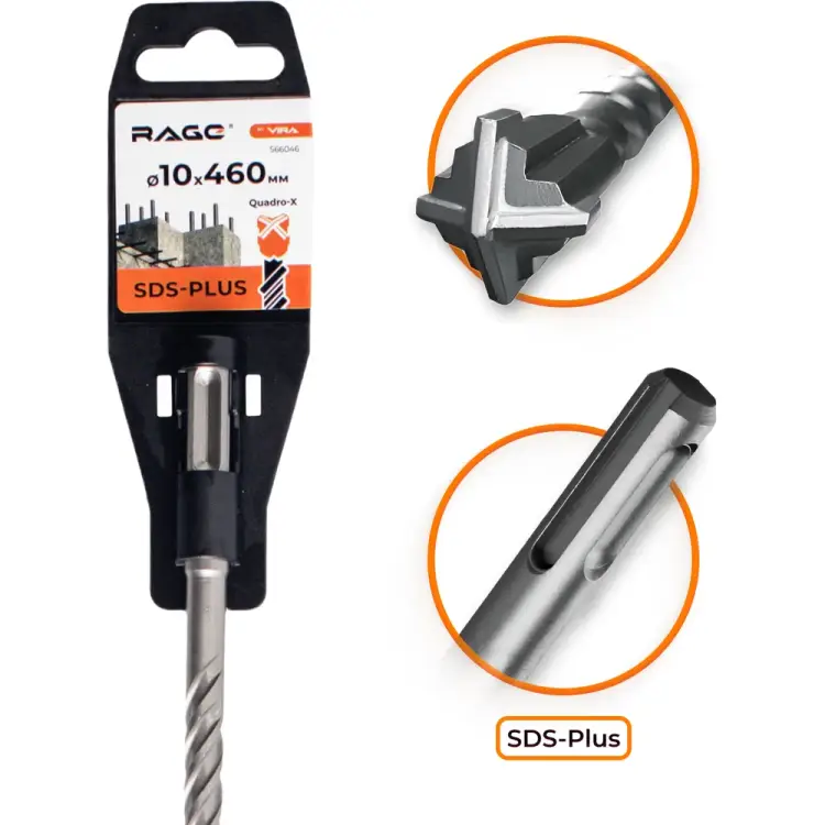 Бур sds-plus по бетону RAGE Quadro-X 566046