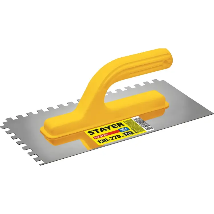 Штукатурная зубчатая нержавеющая гладилка STAYER Master 08012-08_z01 Штукатурная зубчатая нержавеющая гладилка STAYER Master 08012-08_z01