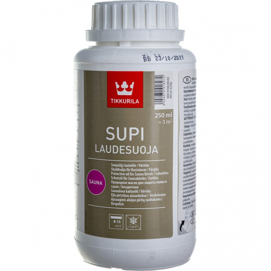 Парафиновое масло для защиты полков в бане и сауне Tikkurila SUPI LAUDESUOJA