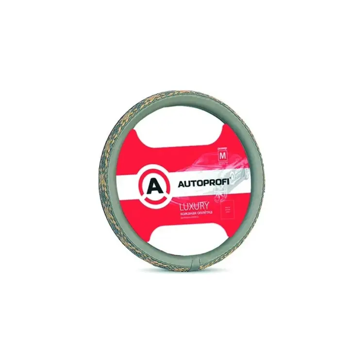 Оплетка руля AUTOPROFI AP-810 D.GY/GY,BE M