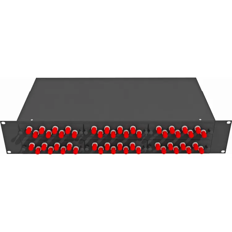 Одномодовый оптический укомплектованный стоечный кросс TopLan КРС-Top-2U-48ST/U-OS2-BK