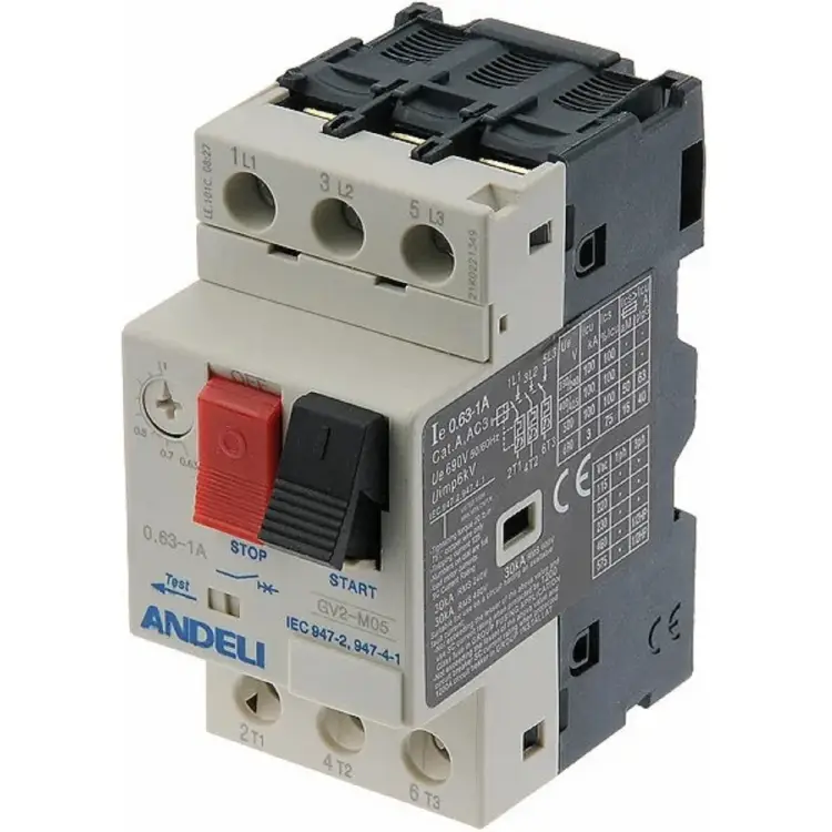 Пускатели ANDELI gv2-m05 0.63a~1a ue 660в ADL06-604