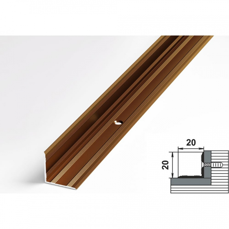 Угловой внутренний алюминиевый порог Лука 00000002912