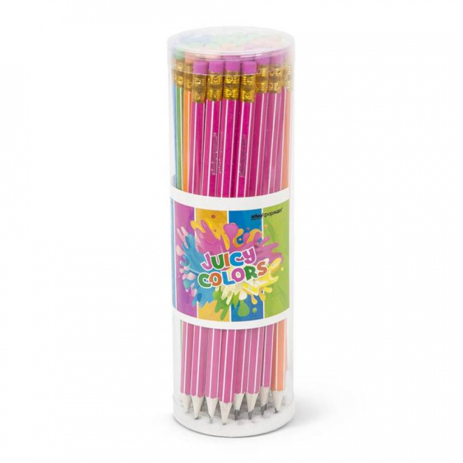 Заточенный шестигранный чернографитный карандаш SCHOOLFORMAT JUICY COLORS
