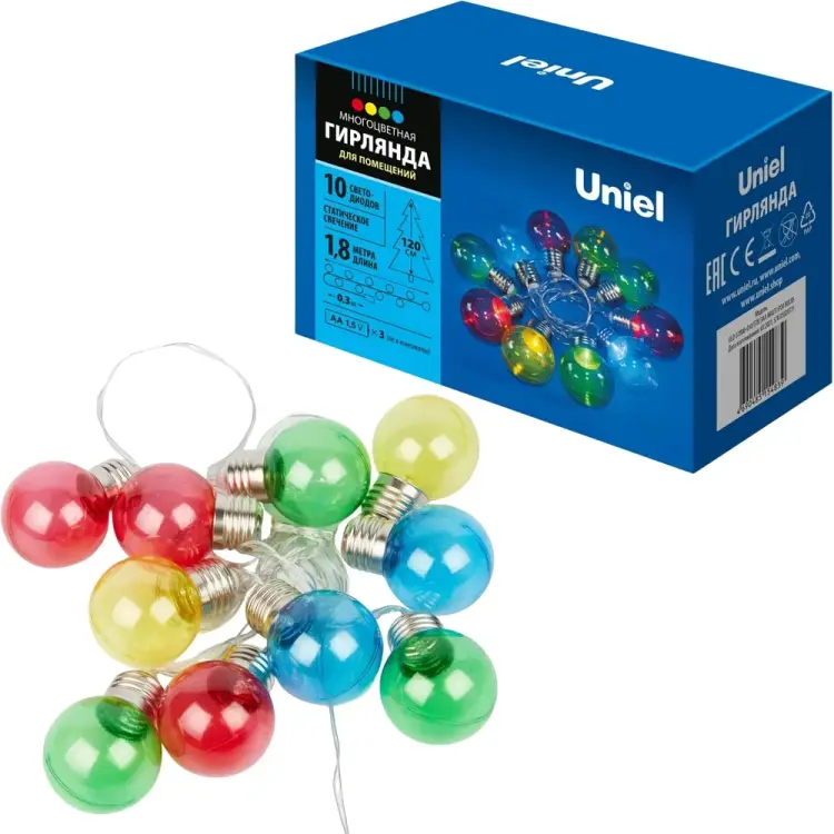 Светодиодная гирлянда Uniel Лампочки ULD-S1800-010/STB/3AA UL-00008422