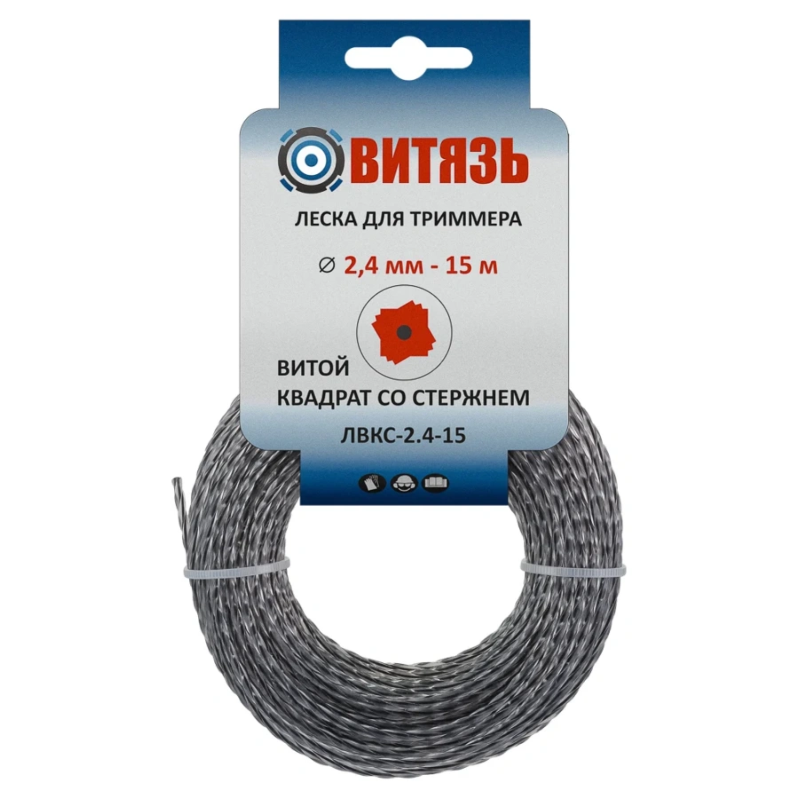 Износостойкая леска для триммера Витязь ЛВКС-2.4-15 18026020