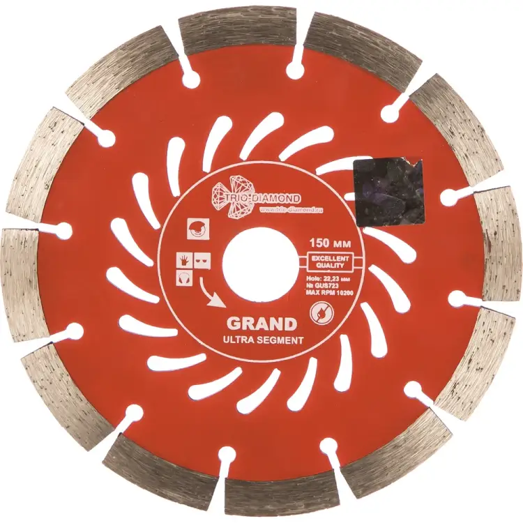 Сегментный отрезной алмазный диск TRIO-DIAMOND Grand hot press GUS723 Сегментный отрезной алмазный диск TRIO-DIAMOND Grand hot press GUS723