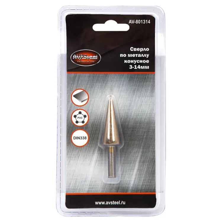 Конусное сверло по металлу AV Steel AV-801314