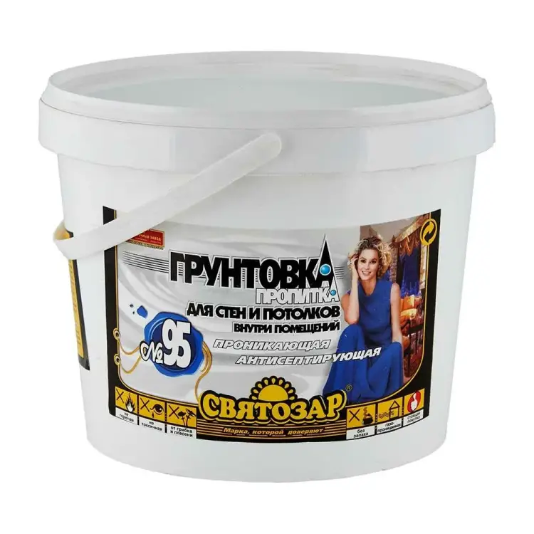 Антисептирующая акриловая грунтовка для стен, потолков Finlux Святозар-95 4603783200122