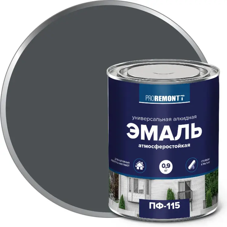 Эмаль Proremontt ПФ-115 Антрацит RAL 7016 0,9 кг 9591477 ЛА-00003055