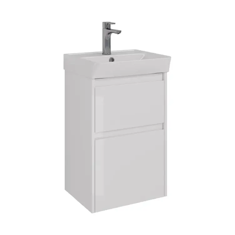 Тумба Lemark COMBI 45 см под 1 раковину, подвесная/напольная, 2 ящика, цвет корпуса, фасада: Белый глянец LM03C45T Тумба Lemark COMBI 45 см под 1 раковину, подвесная/напольная, 2 ящика, цвет корпуса, фасада: Белый глянец LM03C45T