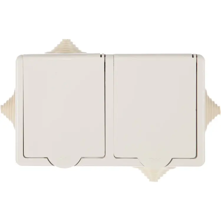 Брызгозащищенная двухместная розетка Кунцево-Электро РА16-759 5907