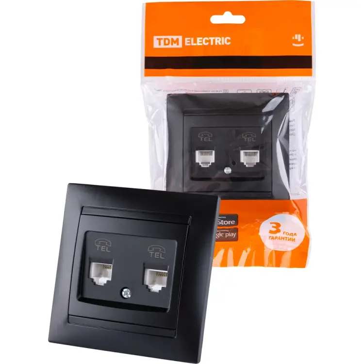 Двойная телефонная розетка TDM ELECTRIC Лама SQ1815-0618