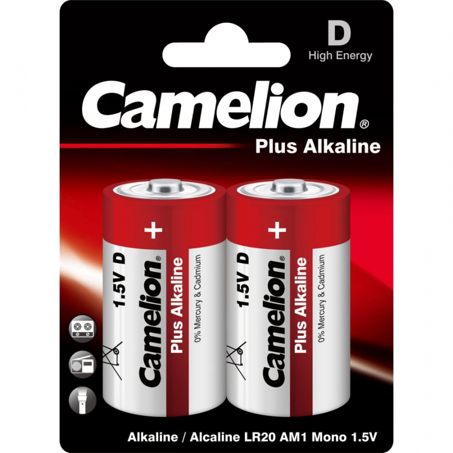 Батарейка Camelion Plus Alkaline LR20 BL-2 1.5В