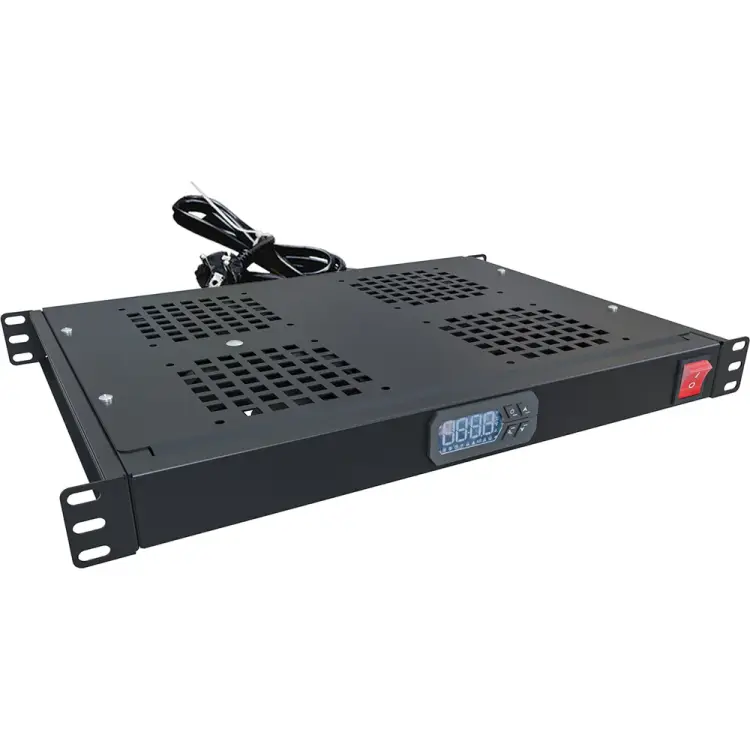 Модуль вентиляторный NTSS крепление на 19 1U, 4 элемента, электронный термоконтроллер, цифровой термодатчик, черный RAL 9005 - NTSS-FAN4/19T-BL Модуль вентиляторный NTSS крепление на 19 1U, 4 элемента, электронный термоконтроллер, цифровой термодатчик, черный RAL 9005 - NTSS-FAN4/19T-BL