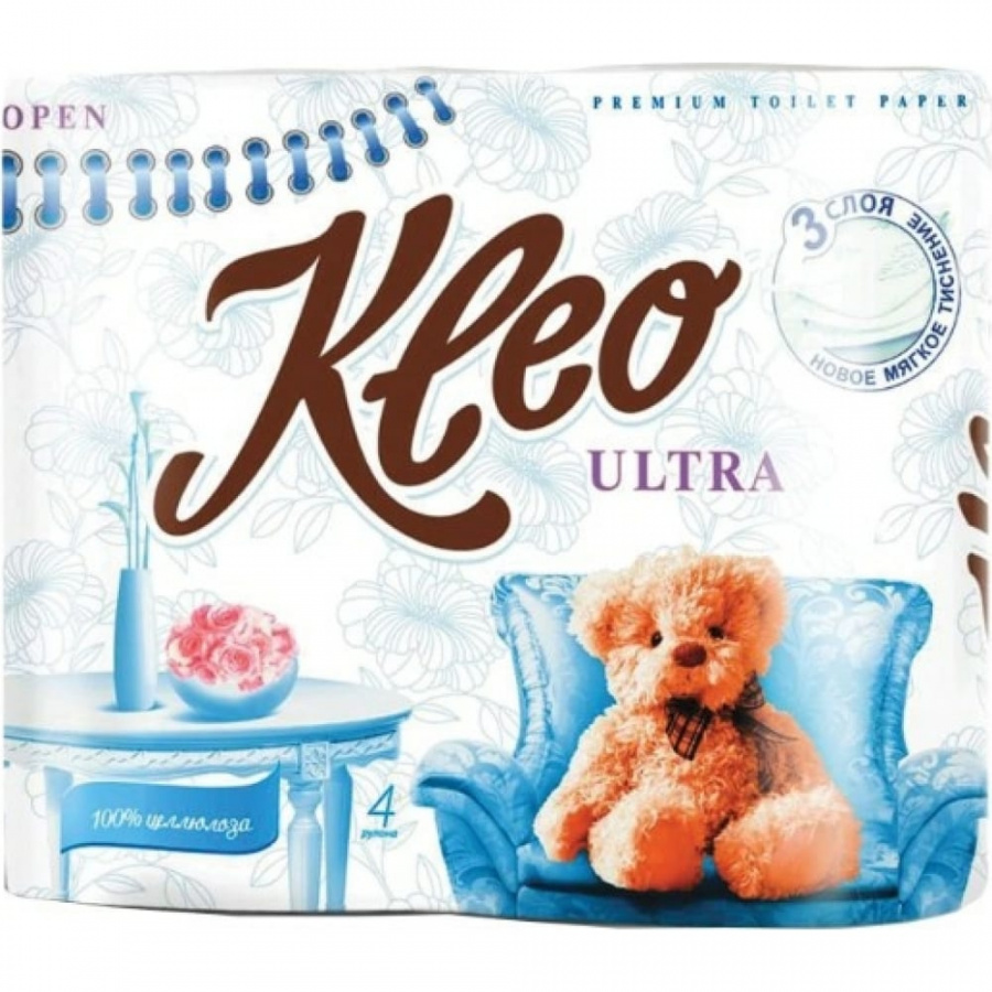 Трехслойная бытовая туалетная бумага KLEO Ultra