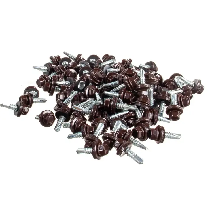 Кровельный саморез качественный крепеж 5,5/19 RAL801790 коричневый (90 шт.) 0300123