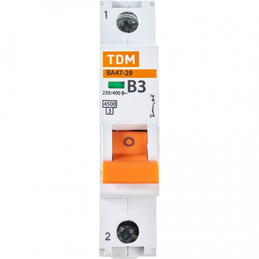 Автоматический выключатель TDM ВА47-29 1Р, 3 А, 4,5 кА, В
