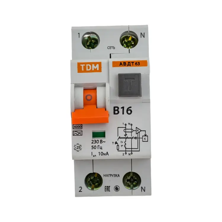 Дифавтомат TDM ELECTRIC АВДТ 63 B16, 10 мА SQ0202-0009