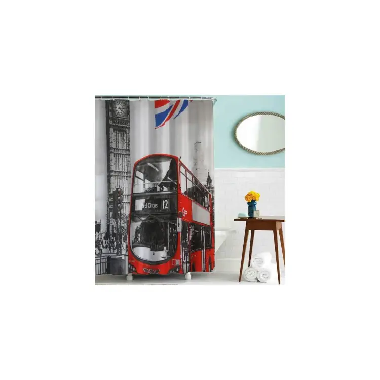 Тканевая шторка для ванной комнаты Melodia della vita MZ-67 Лондонский автобус 20837