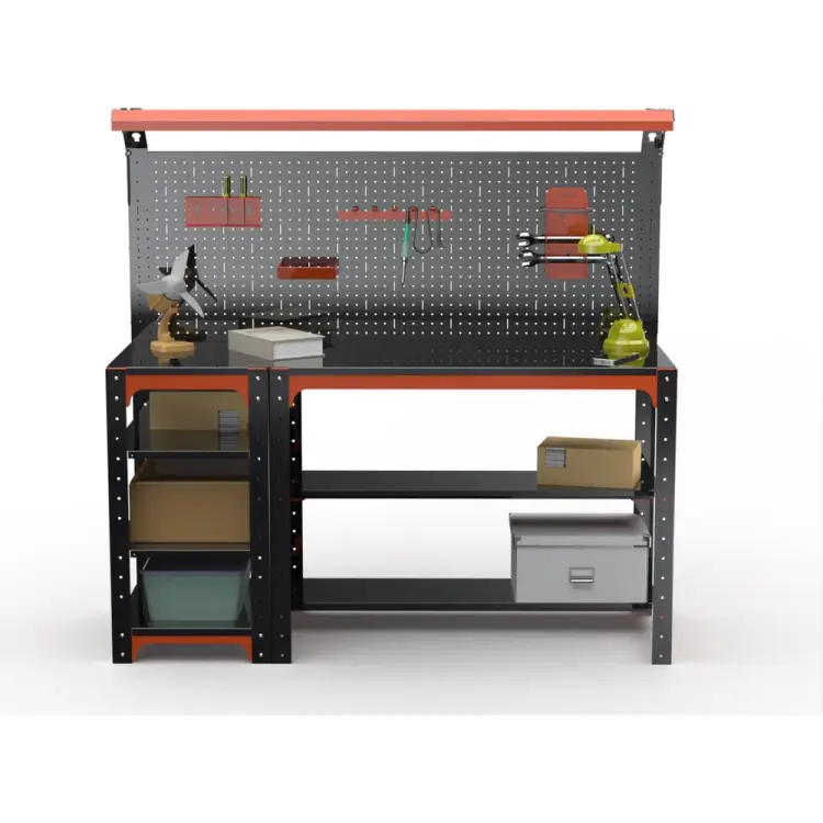 Стол металлический ООО Металекс серия KIT 750x1600x400 с боковыми полками и перфопанелью, ОЧ 201309