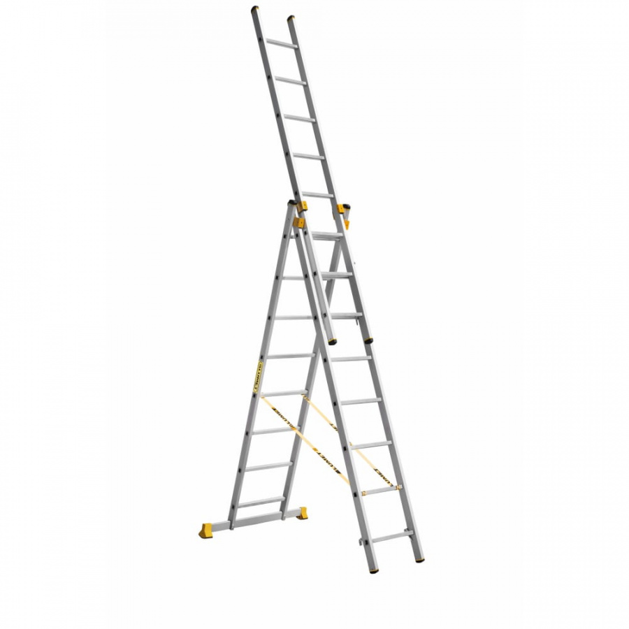 Профессиональная трехсекционная лестница Алюмет P3 9308