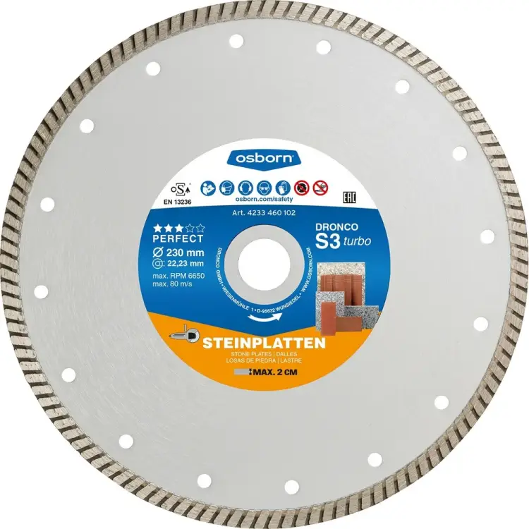 Алмазный диск по камню DRONCO OSBORN S3 Turbo 4233460102 Алмазный диск по камню DRONCO OSBORN S3 Turbo 4233460102