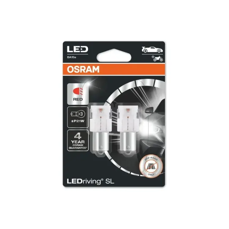 Автолампа Osram P21W BA15s LED RED 7506DRP-02B