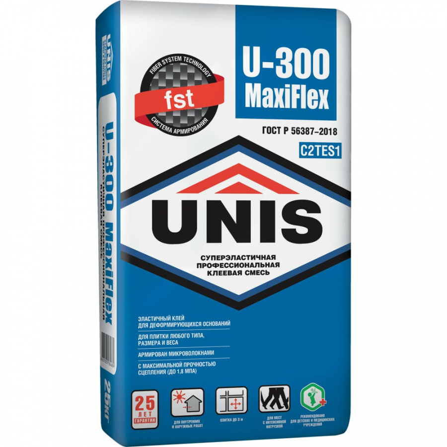 Плиточный клей UNIS U-300 MaxiFlex