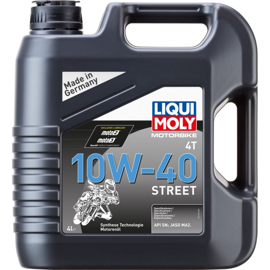 НС-синтетическое моторное масло для 4-тактных мотоциклов LIQUI MOLY Motorbike 4T Street 10W-40 SN Plus MA2