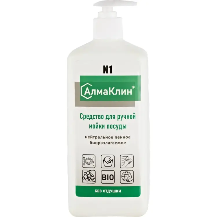 Нейтральное моющее средство для посуды ООО "БАЗОВАЯ ДЕЗИНФЕКЦИЯ" АлмаКлин N1 N1-1Л