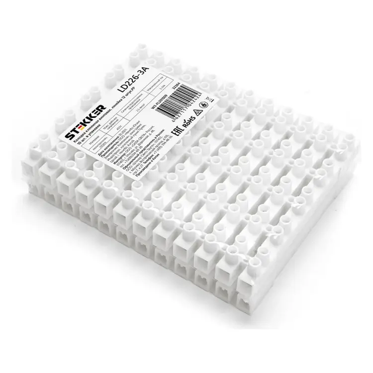 Винтовая клеммная колодка STEKKER LD226-3A 32384