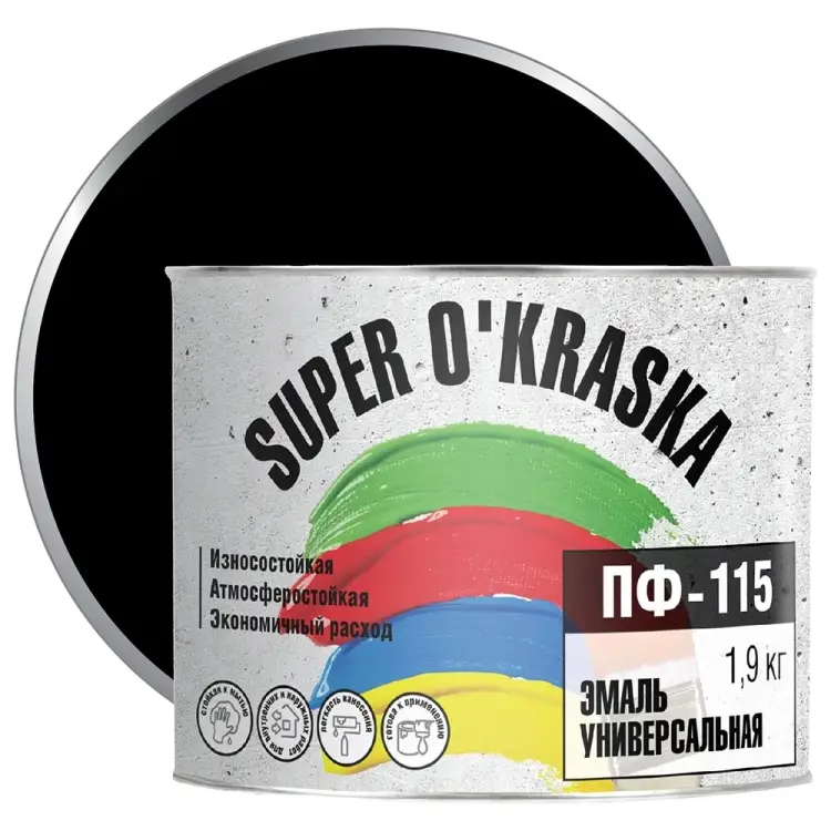 Эмаль super maler Черный 1,9кг Лк-00005663