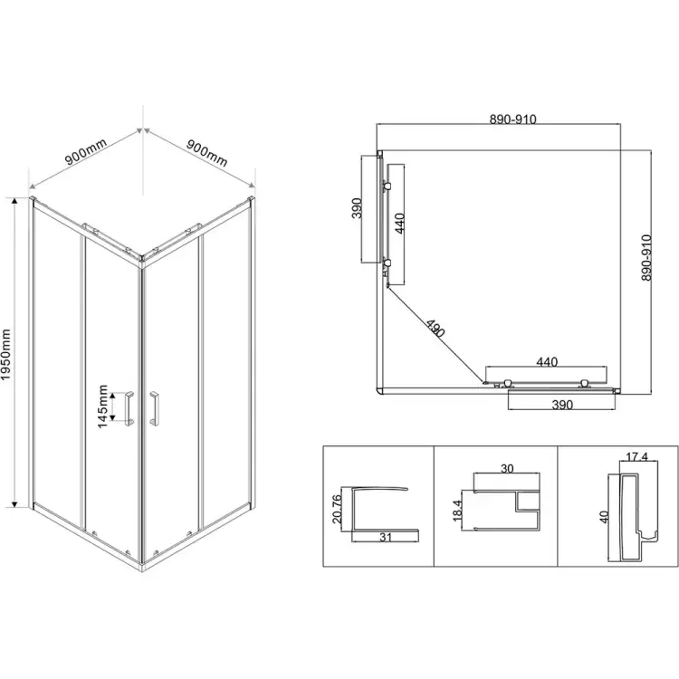 Душевой уголок VINCEA City VSS-5CT900MT
