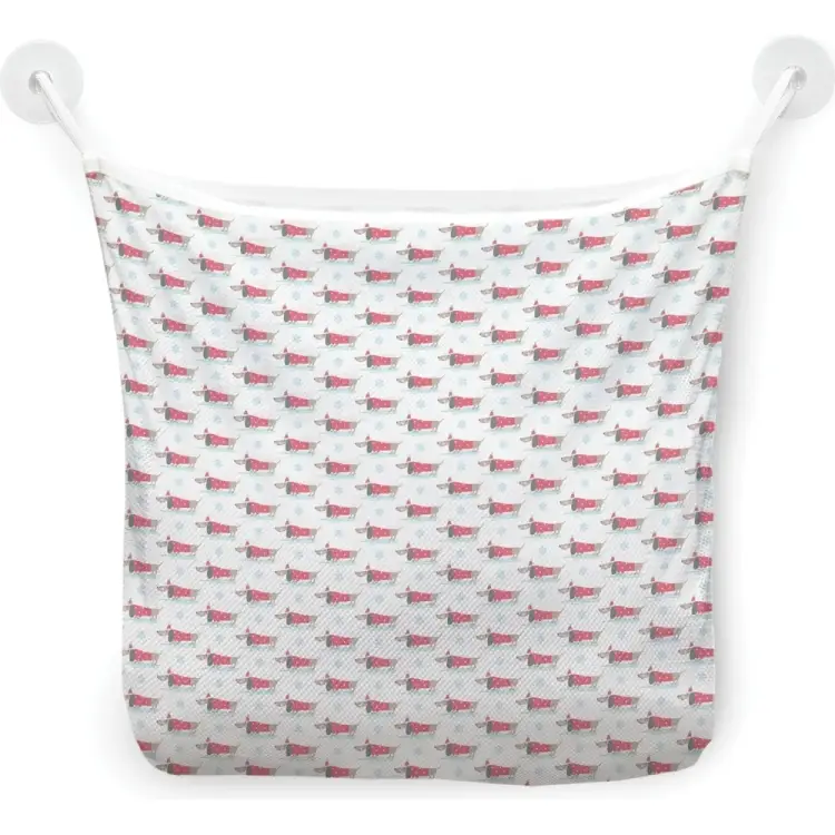 Настенная сетка-органайзер для ванной для игрушек JOYARTY Такса в новогоднем свитере tgb_115667