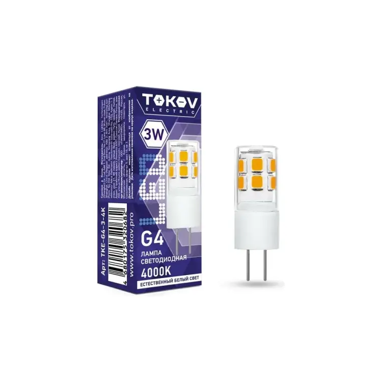 Светодиодная лампа TOKOV ELECTRIC TKE-G4-3-4K