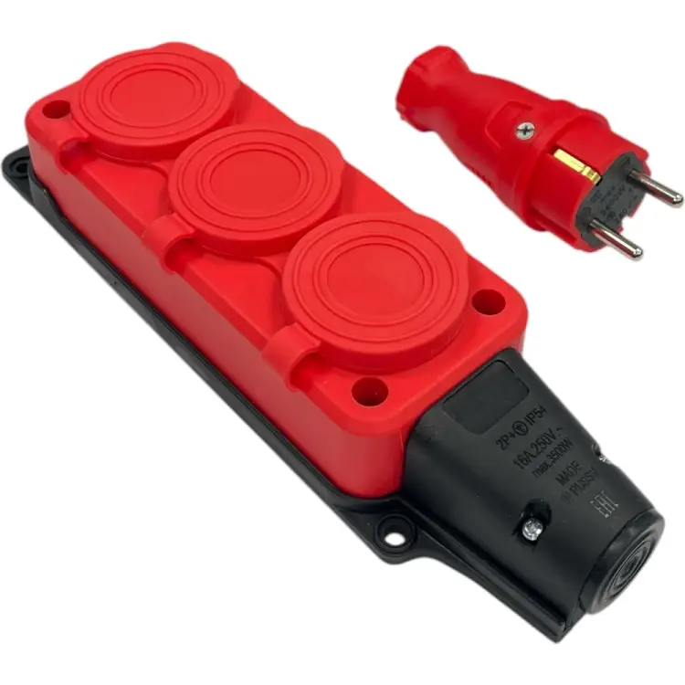 Комплект nvo NVO каучуковая кабельная колодка 3 гнезда с заземлением и крышкой 16А IP54 + вилка цвет красный 4401 412 NVO-KI-COMBI-K-3-V-16-54-RED Комплект nvo NVO каучуковая кабельная колодка 3 гнезда с заземлением и крышкой 16А IP54 + вилка цвет красный 4401 412 NVO-KI-COMBI-K-3-V-16-54-RED