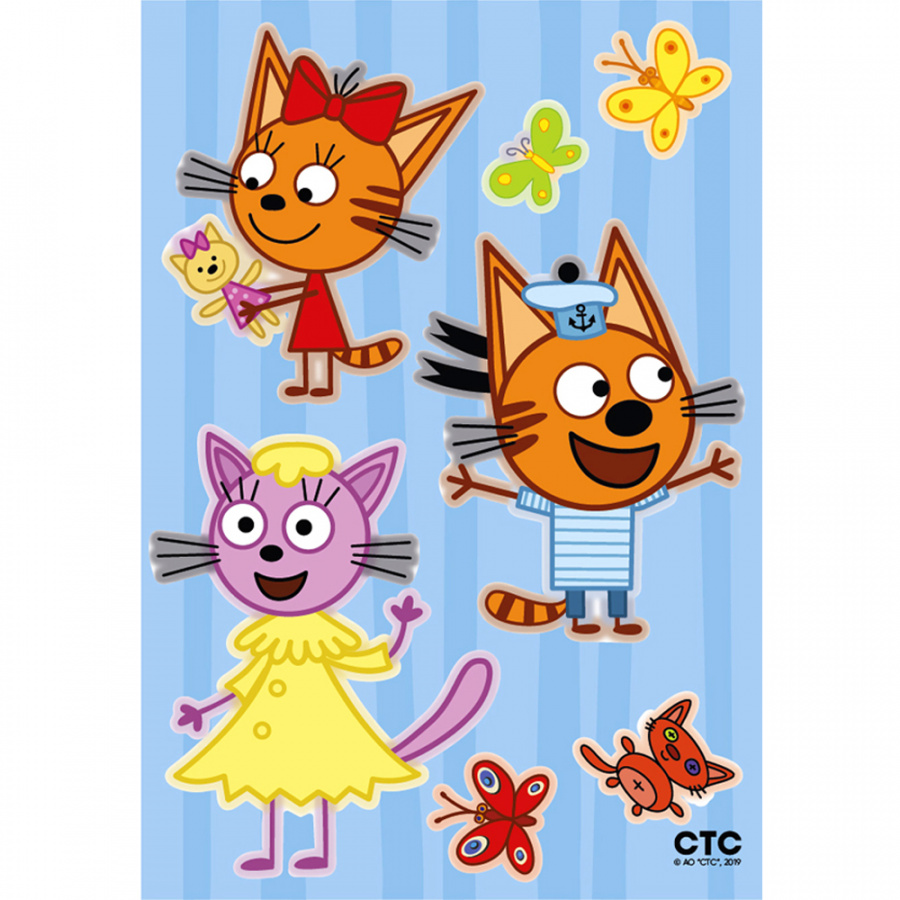 Наклейка Декоретто Три кота: Забавная Карамелька и друзья