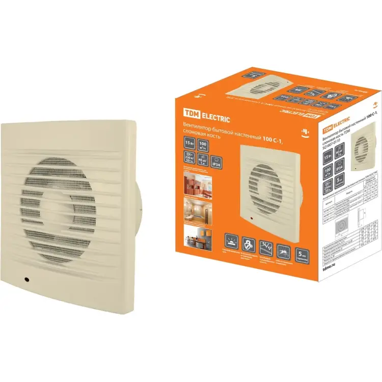 Настенный бытовой вентилятор TDM ELECTRIC 100 С-1 SQ1807-0110