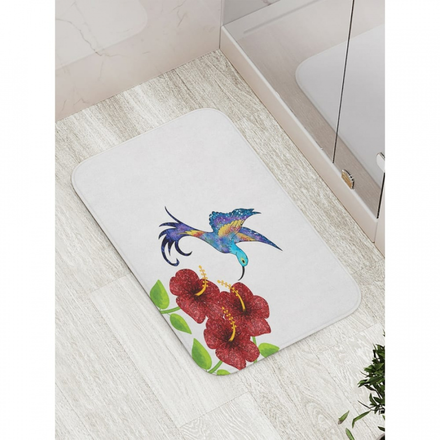 Противоскользящий коврик для ванной, сауны, бассейна JOYARTY Радужная колибри