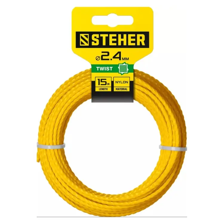 Леска для триммера STEHER 2.4 мм; 15 м; витой квадрат 75020-2.4